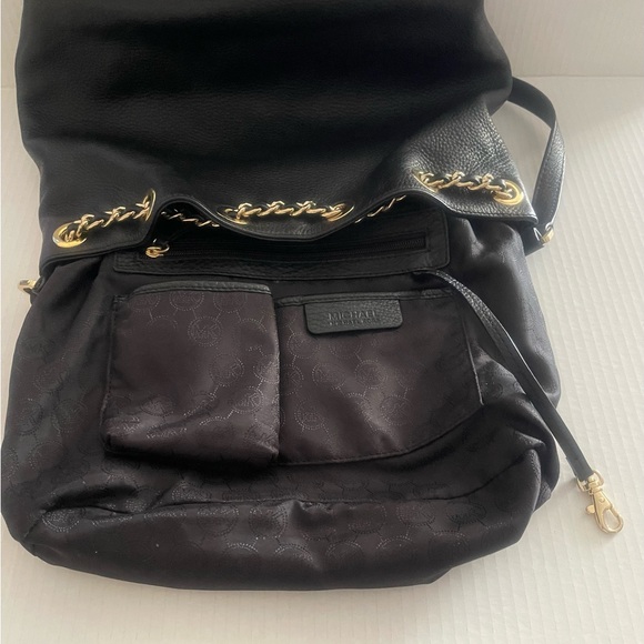 Michael Kors Black Leather Shoulder Bag/Bucket Bag with Gold Accents - Picture 6 of 7